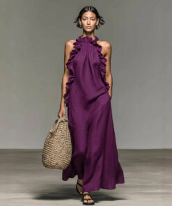 Alternative view of Women's Resort Ruffled Halterneck Sleeveless Open-Back Maxi Dress