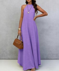 Alternative view of Women's Ice Silk Crinkle Sleeveless Swing Maxi Dress