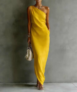 Women's Satin Off-Shoulder Slim-Fit Maxi Dress