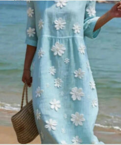 Women's Plus-Size Patchwork Maxi Dress – Relaxed Fit Casual Skirt