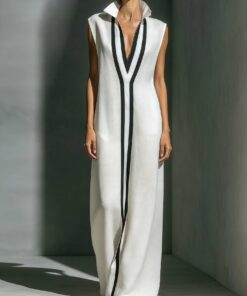 Alternative view of Women's V-Neck Color-Block Sleeveless A-Line Maxi Dress – 4 Colors XS–2XL
