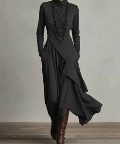 Alternative view of Women's Cross-Wrap High-Neck Long-Sleeve Maxi Dress