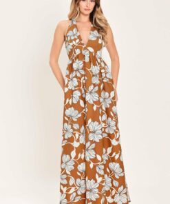 GOLDEN ISLE FLORAL WOVEN MAXI DRESS