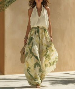 Alternative view of Waist-Cinching Ruffle-Hem Printed Maxi Dress – S–3XL