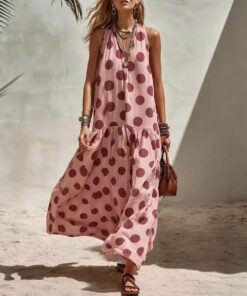 Alternative view of Women's Digital Print Short Sleeve Loose Maxi Dress – Knit Fabric