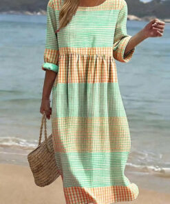 Alternative view of Women's Plus-Size Patchwork Maxi Dress – Relaxed Fit Casual Skirt