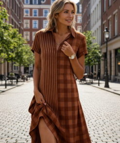 Women's Bohemian 3D Printed V-Neck Short-Sleeve Maxi Dress